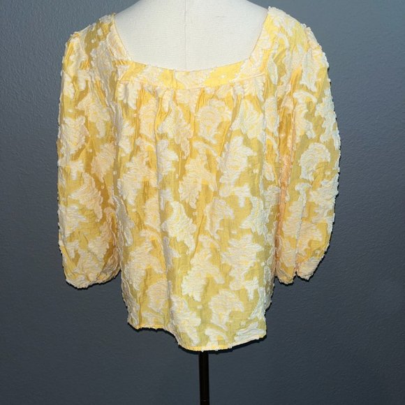 Anthropologie Yellow and White Blouse - Picture 6 of 8